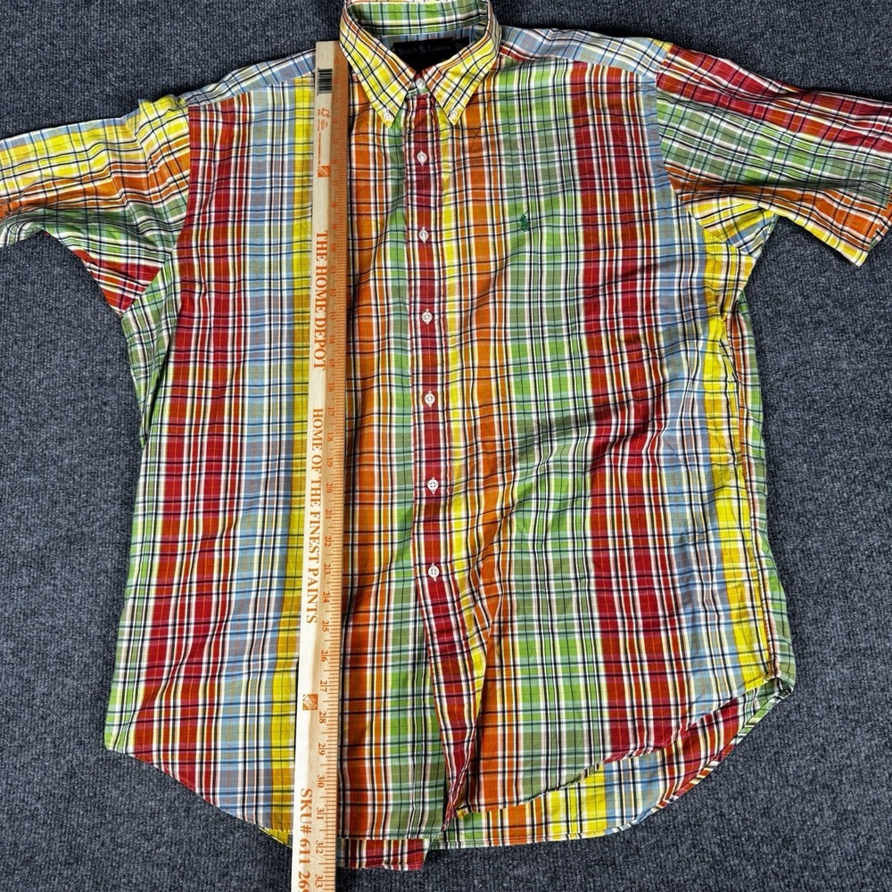 Polo Ralph Lauren Shirt Men's Large Blake Cotton Button‎ Down Plaid Short Sleeve - Picture 5 of 7